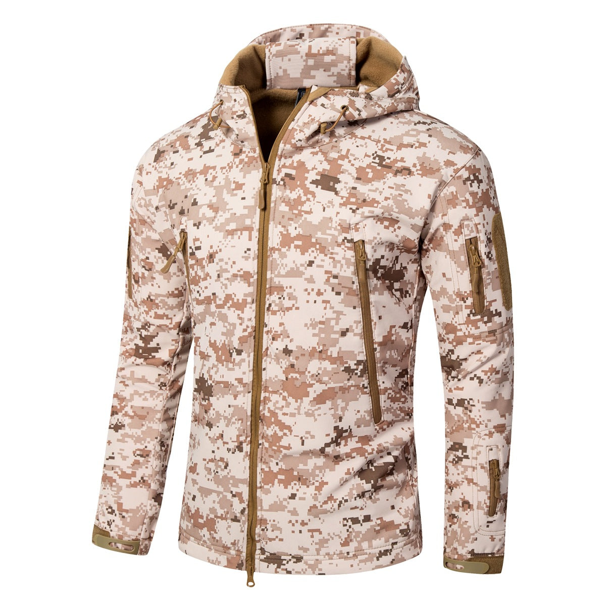 Large-size Softshell Fleece Outdoor Jacket Warm Camouflage For Winter