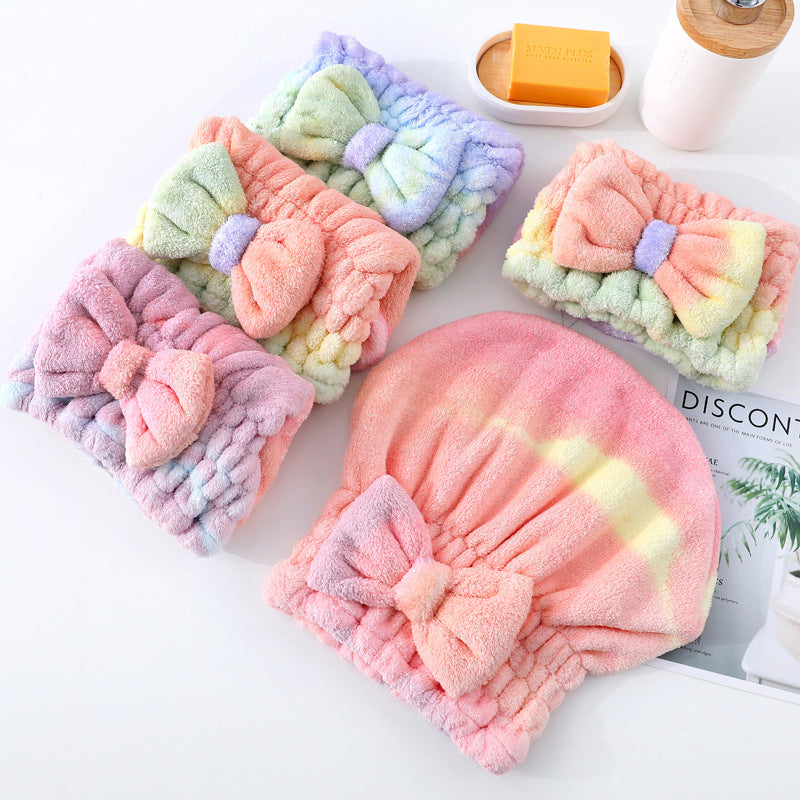 Women's Absorbent Thickened Cute Coral Fleece Soft Hair-drying Cap