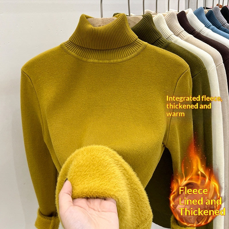 Womens Fleece-lined Turtleneck Base Sweater