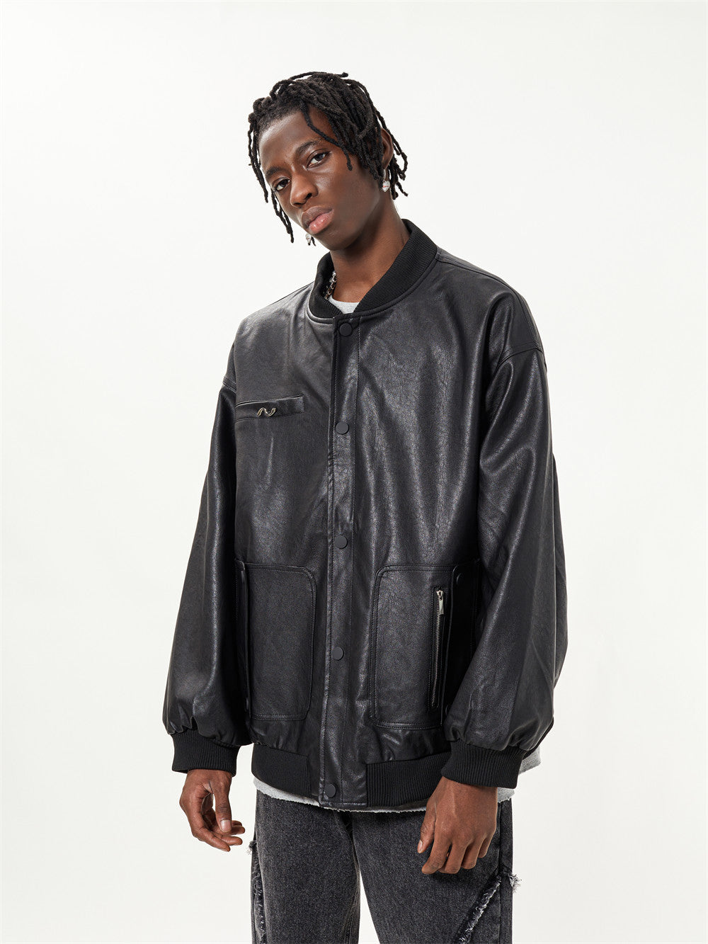 Men's Spring And Autumn Design Sense Motorcycle Clothing Pilot PU Leather Jacket Baseball Uniform