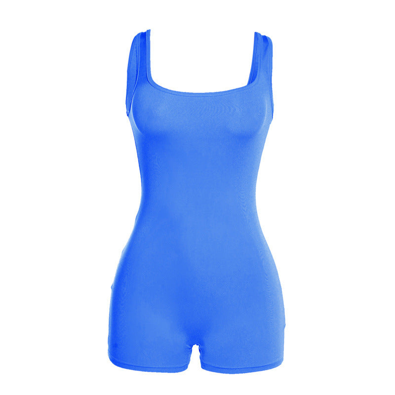 Women's Fashion One Line Neck Slim Fit Wrap Hip Casual Jumpsuit