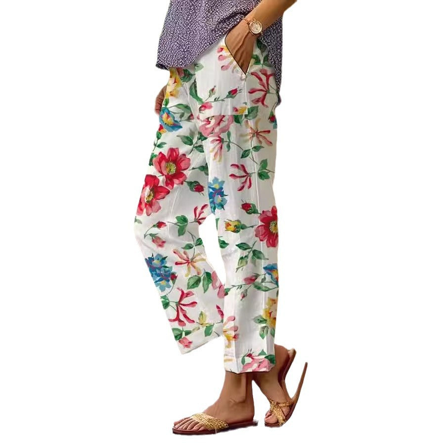 3D Digital Printing High Waist Drawstring Baggy Pants Women