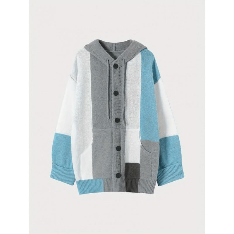 Versatile Long Sleeved Hooded Woolen Knitted Sweater