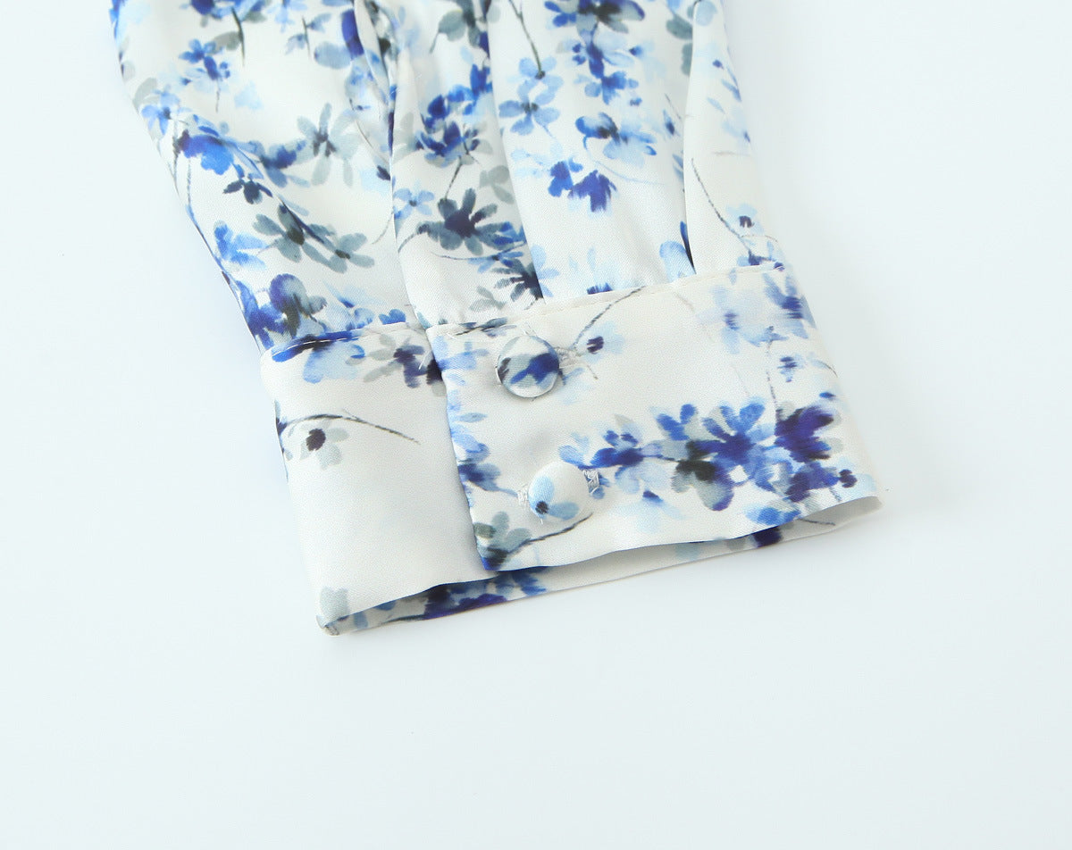 Spring New Women's Floral Shirt High Waist Skirt Suit