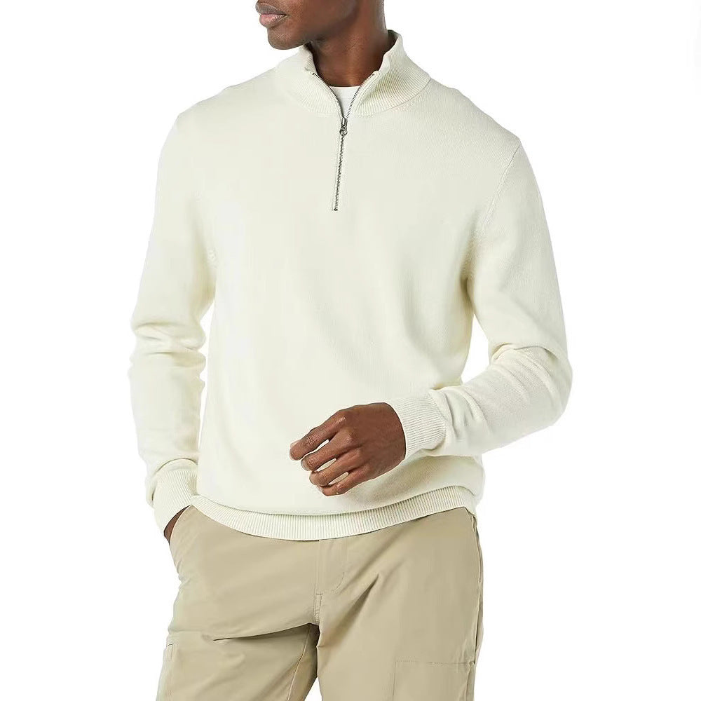 Herre Halv Lynlås Polo Sweater Afslappet Langærmet