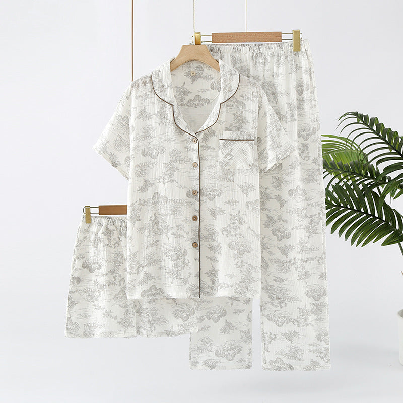 Women's Crepe Cotton Yarn Fashion Three-piece Set