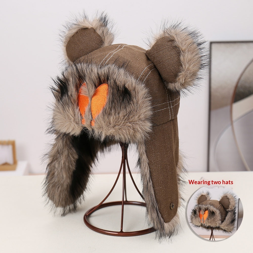 Stylish Versatile Denim Earflap Hat With A Chic Textured Feel And Cozy Fleece Lining