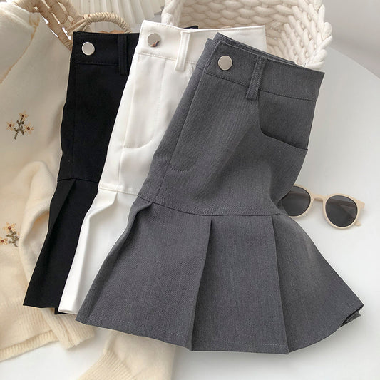 Fashion High-waisted A-line Pleated Skirt Women
