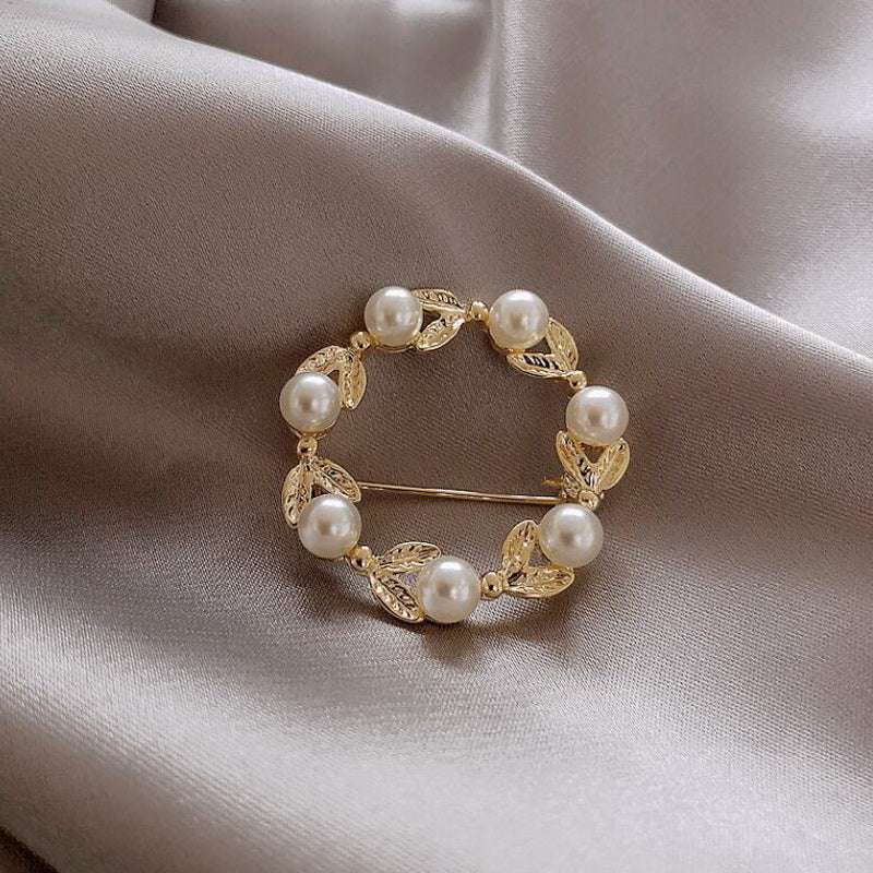 Pearl Leaf Diamond Butterfly Flower Geometric Ring Brooch
