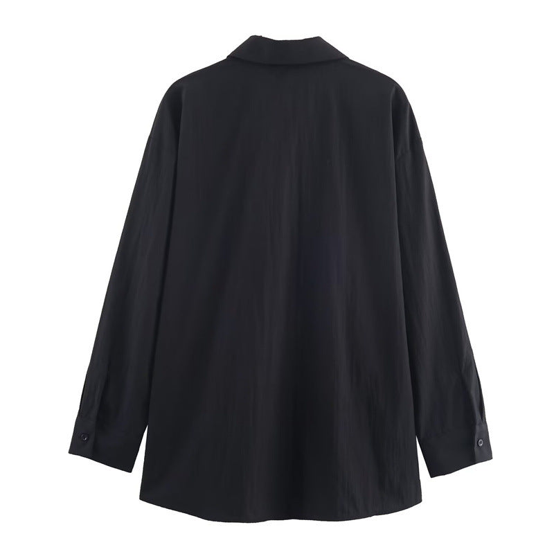 Temperament Women's Trip-strap Poplin Shirt