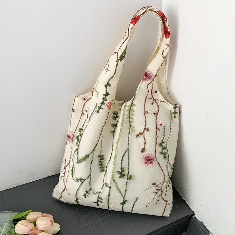 Embroidered Black Butterfly Canvas Bag Lace Women's Artistic