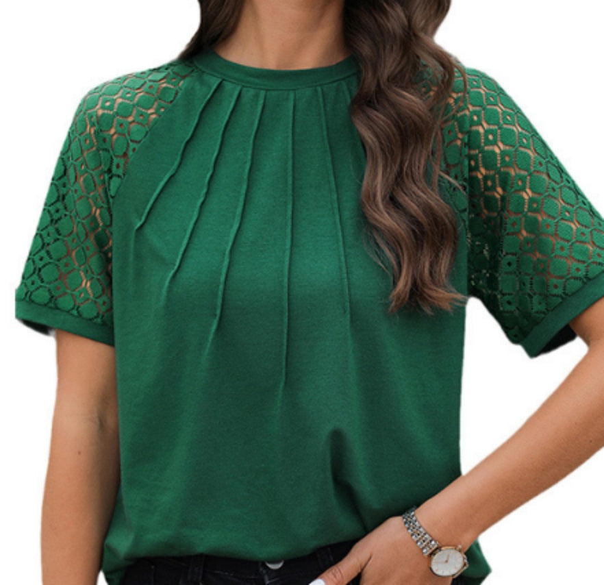 Women's Temperament Crew Neck Short-sleeved Top