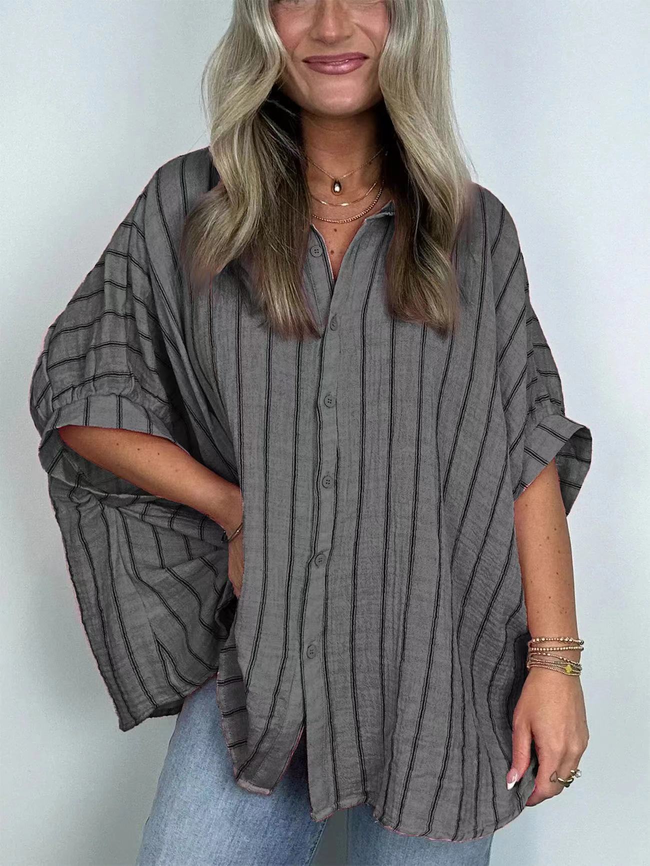 Loose-fitting Casual Striped Print Shirt