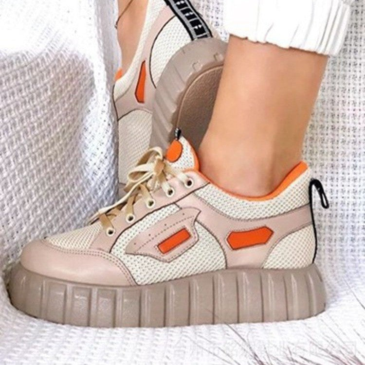 Large Size Lace-up Flat-bottom Breathable Single Shoes Casual Sports Shoes Women