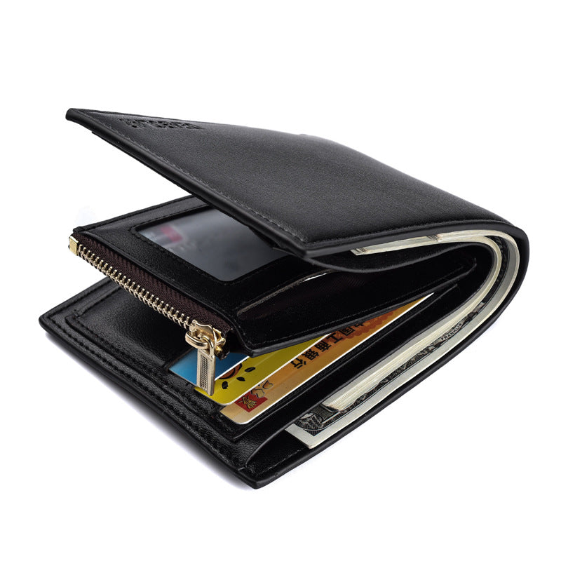 Men's Fashion Simple Tri-fold Zipper Money Clip Multi-card Space