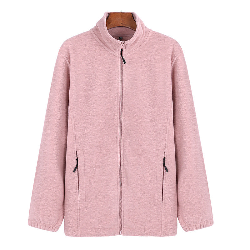 Winter Sports Zipper Polar Fleece Loose Sweater Coat