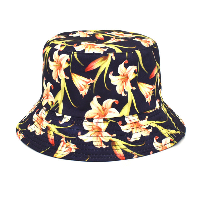 European And American New Plant Printing Bucket Hat Women