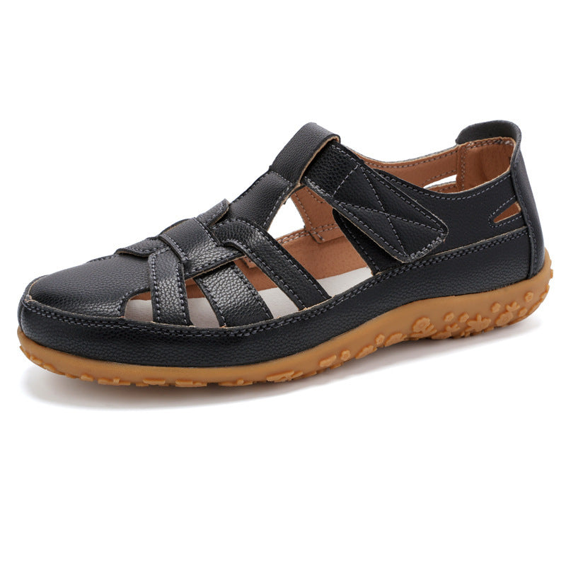 Handmade Retro Sandals Soft Bottom Mom Shoes Velcro