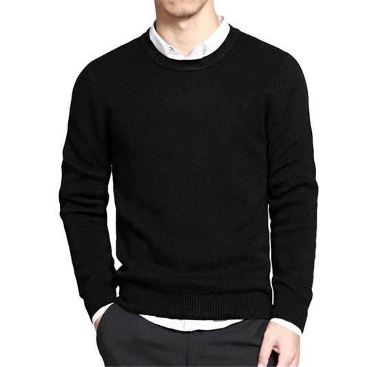 Moderigtig Strikket Herre sweater med rund hals og slank pasform