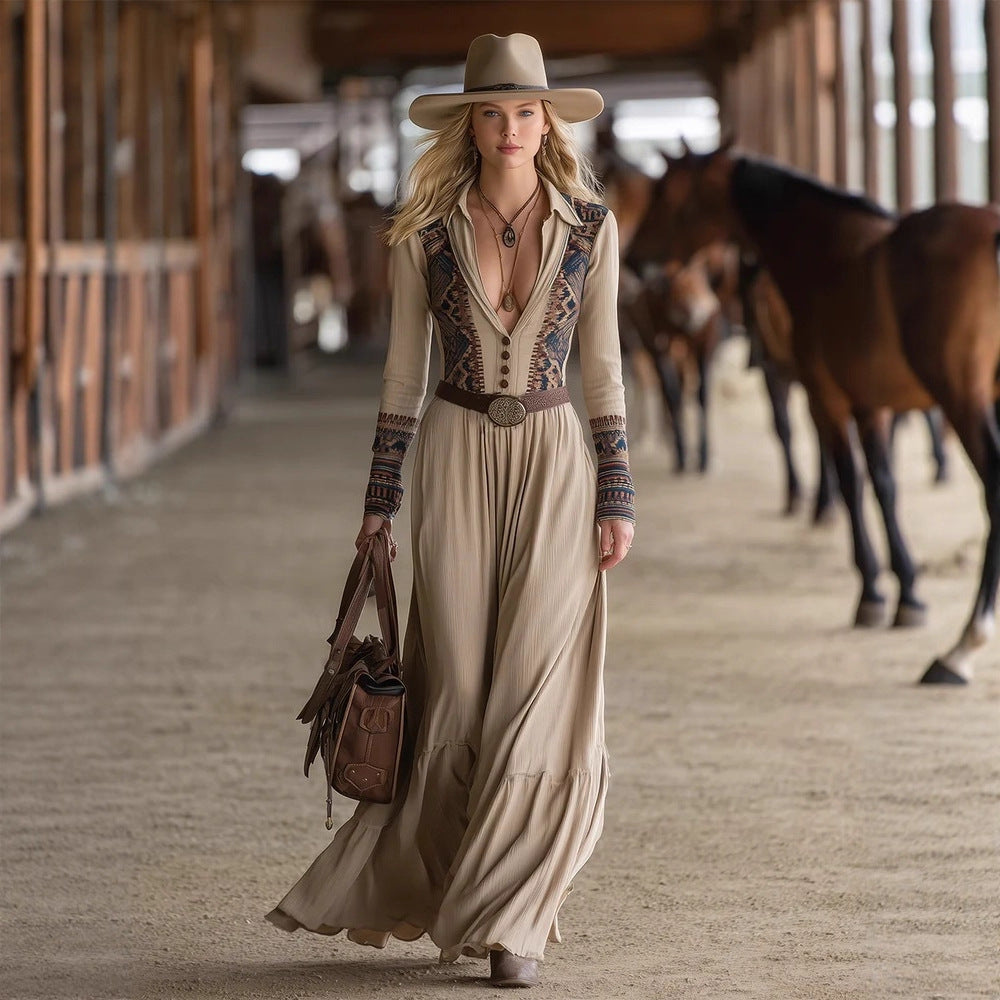 European And American-style Ethnic Tribal Cotton Vintage Dress