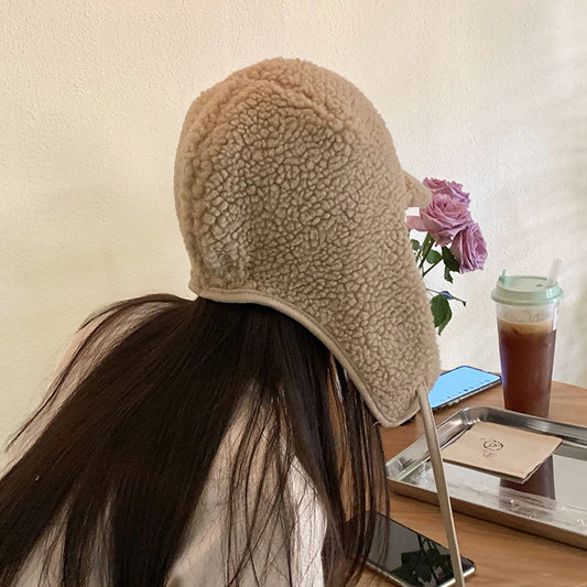 Fleece-lined Thickened Lamb Wool Earmuffs Hat