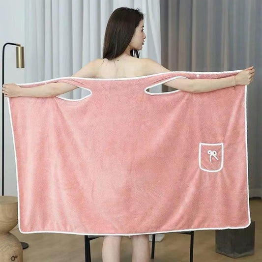 Wholesale Wearable Bath Towels Suspenders Coral Fleece Bath Skirt