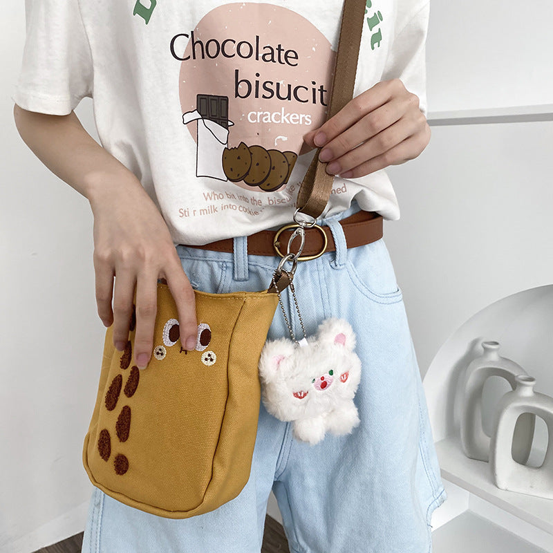 Yeyu Small Peanut Messenger Cartoon Canvas Casual Small Square Adjustable Mobile Phone Bag
