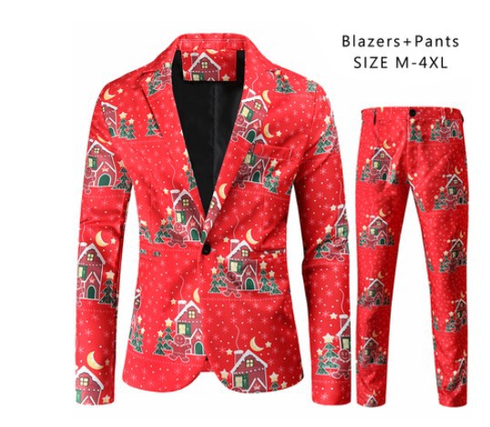 Men's Leisure Suit 3D Santa Claus Printing