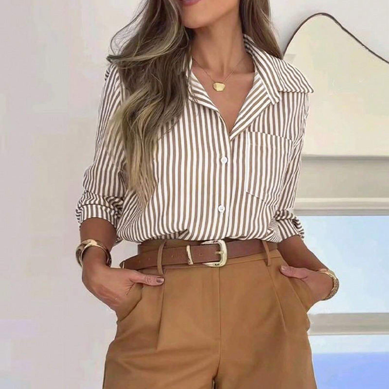 Langærmet skjorte mellemhøj dame elegant pendlerstil