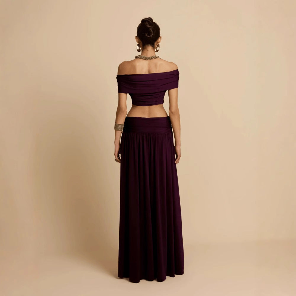 Bustier-style Waist-cinching Fashion Set Dress In Solid Color