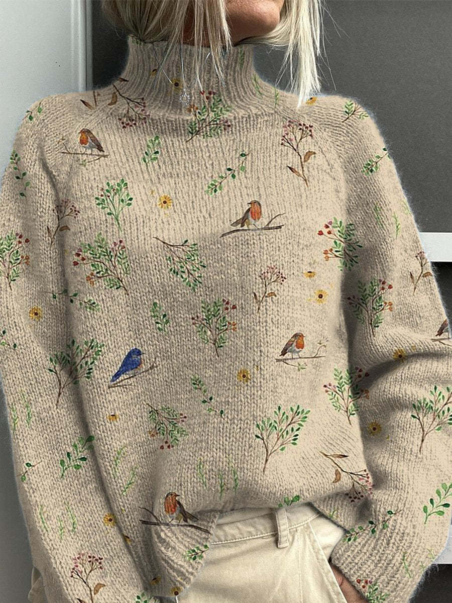 Dame enkel printet afslappet frakke cardigan sweater