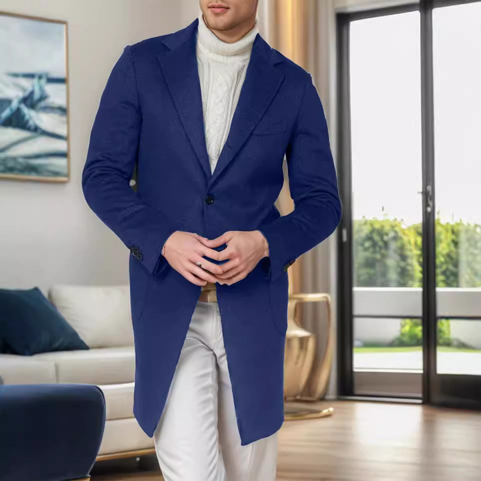 British Style Medium-length Wool Coat For Men