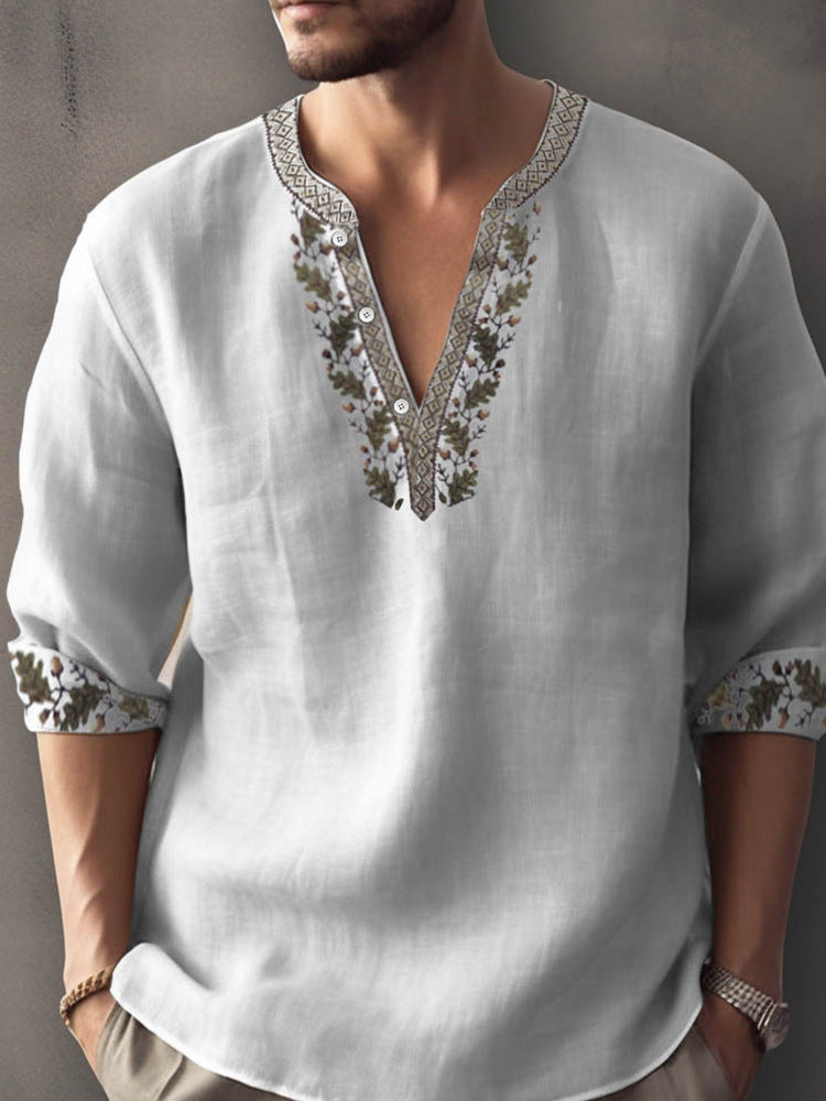 Digital Printing Bamboo Linen Long Sleeve European And American