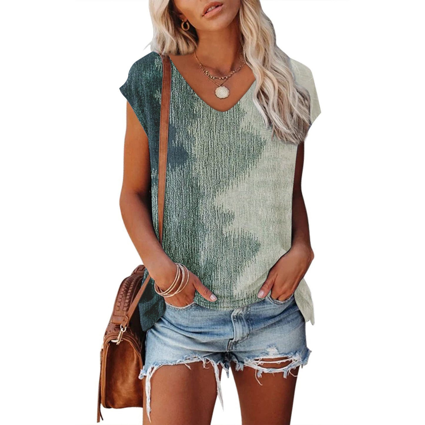 Women's 3D Digital Printing Sleeveless Multi-color Top