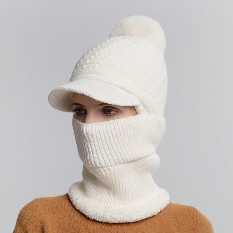 Women's Plush Thickened Warm Knitted Hat Ear Shield