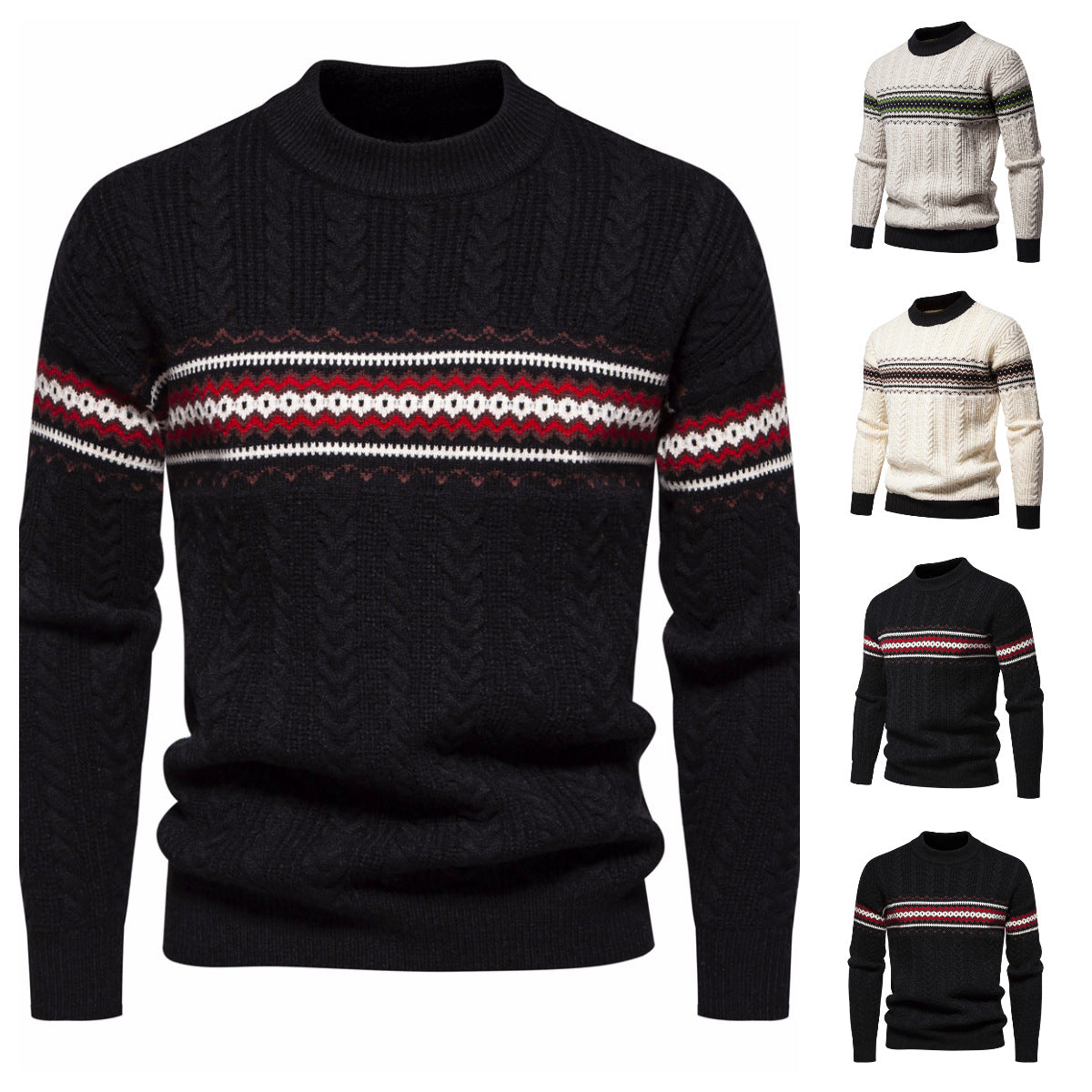 Rundhalset pullover til mænd med print – afslappet sweater