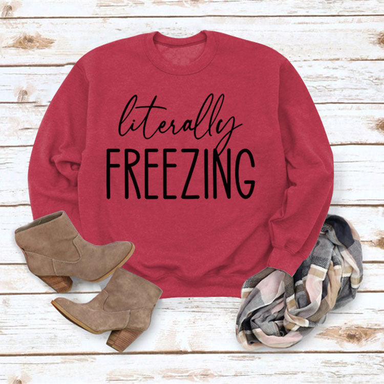 Printed Loose Pullover Simple Round Neck Long Sleeve Top Sweater