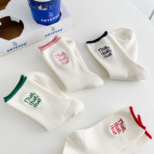 New Women's Cute Letter Embroidery Socks