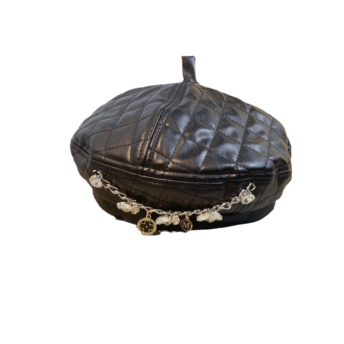 Artificial Leather Diamond Plaid Beret Street