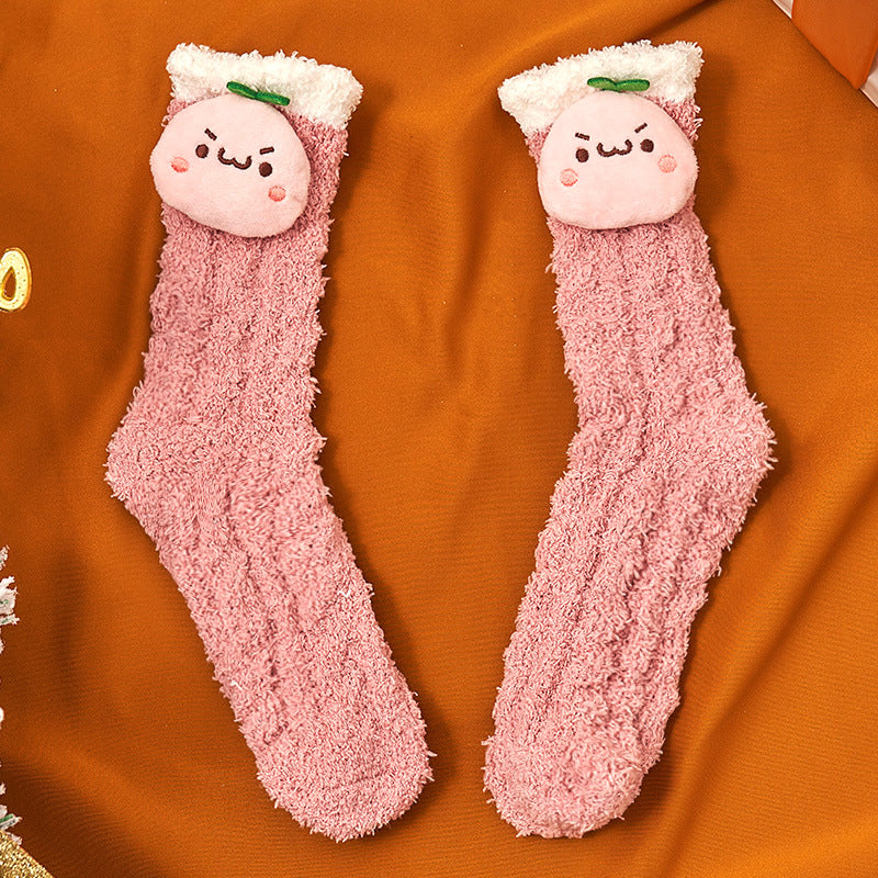 Coral Socks For Children In Autumn And Winter