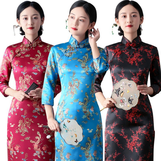 Retro Long Cap Sleeve Performance Dress For Summer