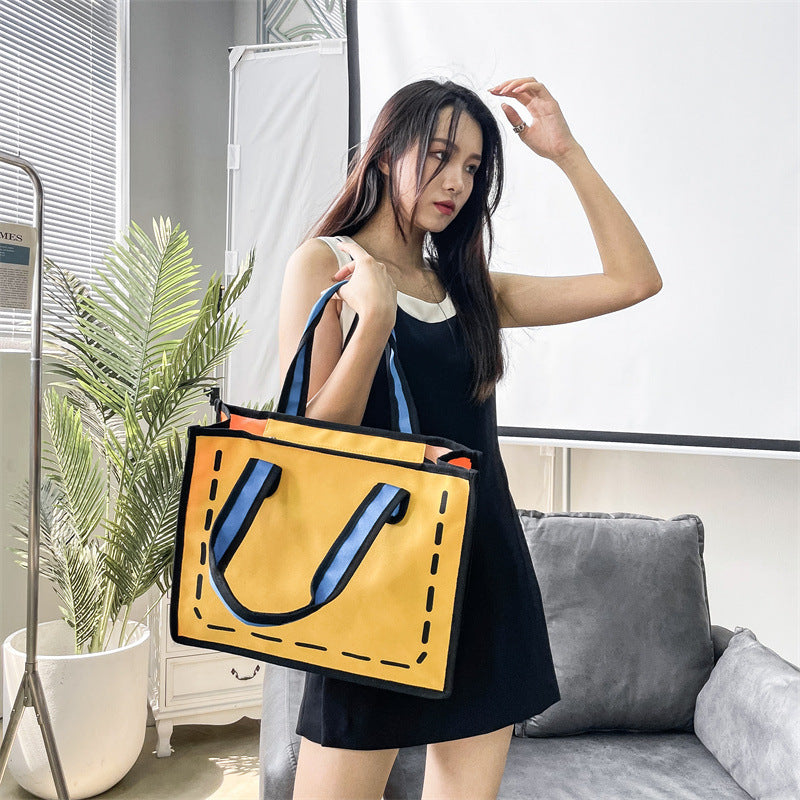 Fashion Trend With Solid Color Portable Tote Bag