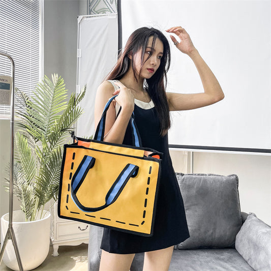 Fashion Trend With Solid Color Portable Tote Bag