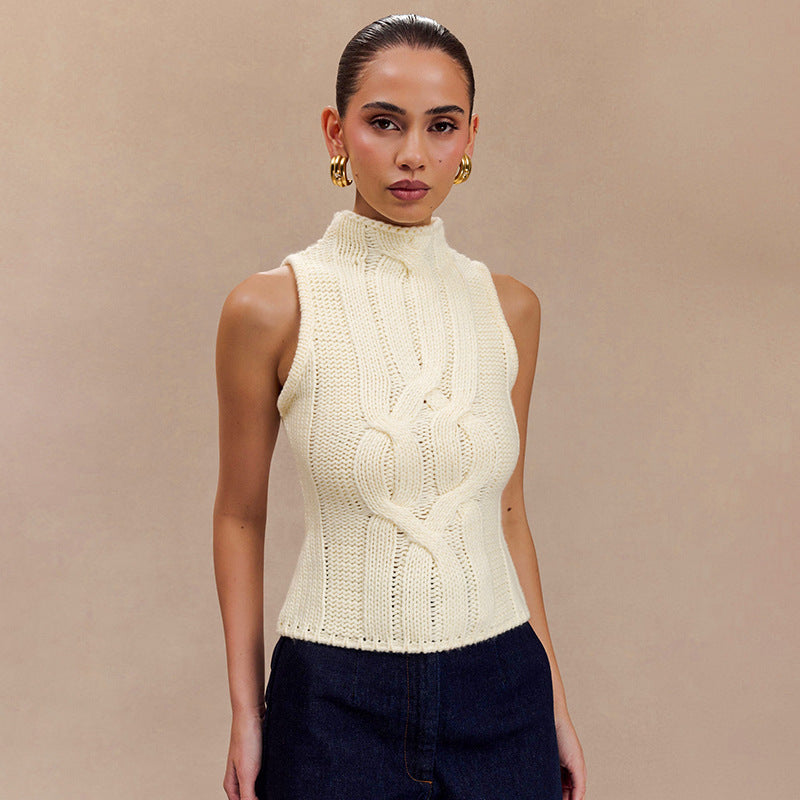 Texture Slim Fit Slimming Sleeveless Sweater Vest