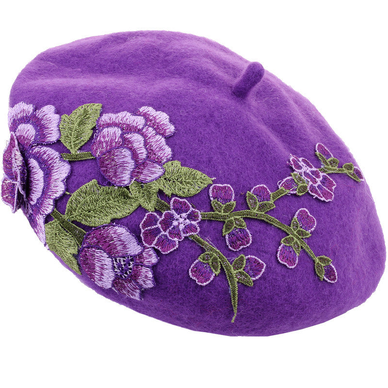 Ethnic Temperament Handmade Sticky Flower Beret
