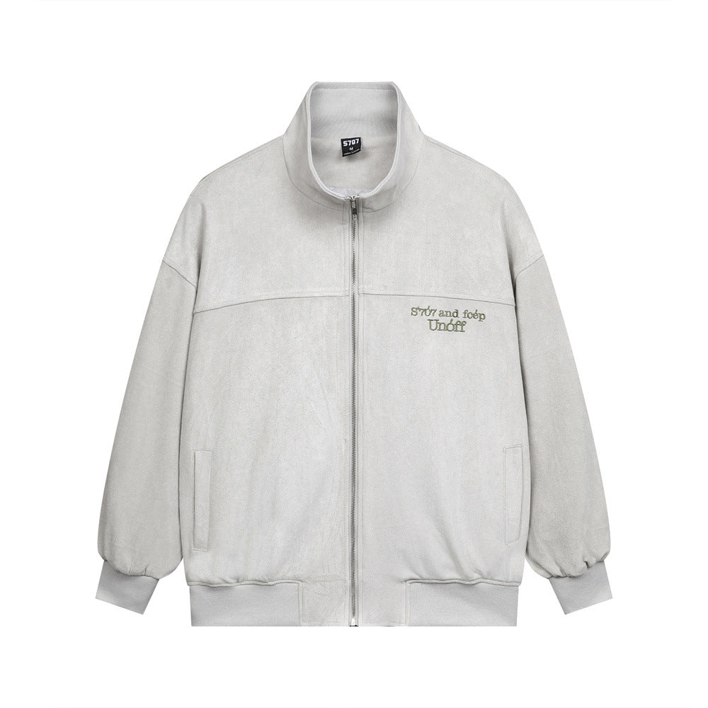 Fashion Brand High Street Embroidery Letter Tooling Stand Collar Jacket For Men
