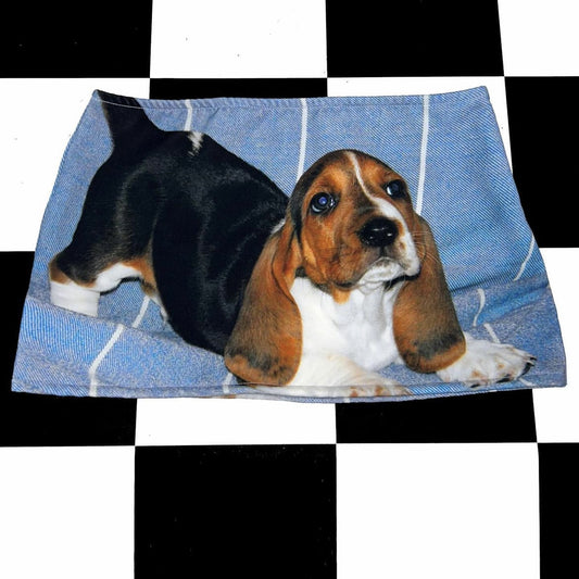 Retro Dog Digital Printed Low Waist Skirt