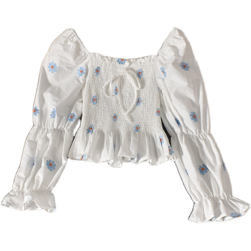 Fashion Age-reducing Embroidery Fruit Flowers Small Skirt Top