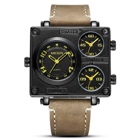 Watch Retro Fashion Square Multi-time Zone Sports Retro Leather Watch