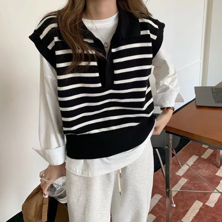 Color Matching Vest Korean Loose Waistcoat
